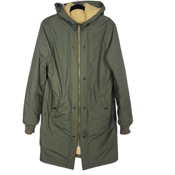 Alpha Industries Mens M Olive Green M-47 Pile Liner Long Jacket Reversible Hood - Picture 1 of 16